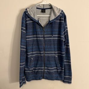 Oakley mens stripped hoodie jacket sweatshirt size large blue